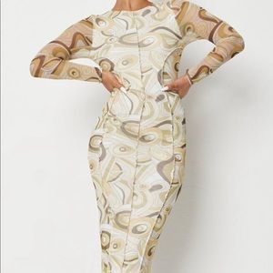 Yellow psychedelic print midaxi dress